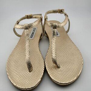 Steve Madden Morella Gold Flat Sandals Size 6.5 - 7 | Metallic Slide Sandals